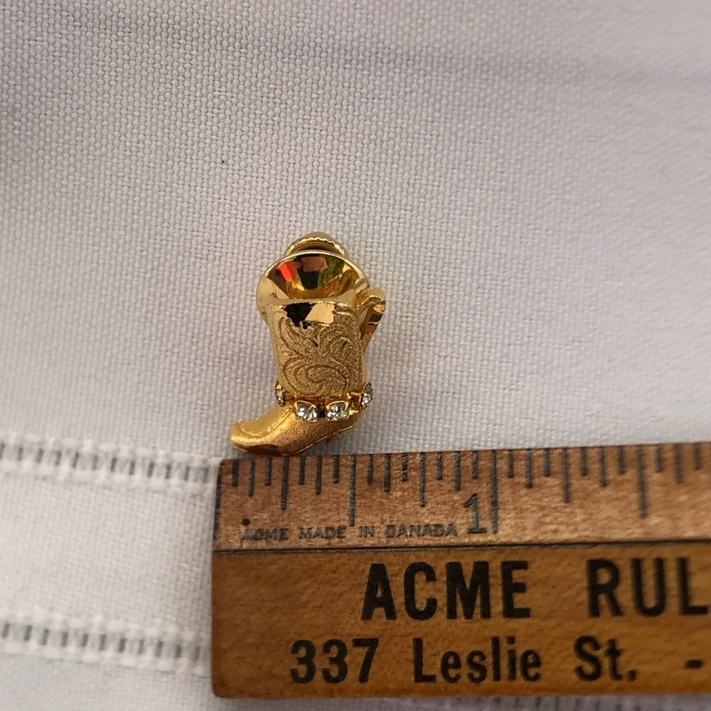 Vtg Rhinestone Cowboy Boot Shaped Pin - Picture 5 of 6